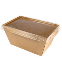 Papírový box / miska EKO na salát 149x98x75 mm hnědý s transp. víčkem ideal pack®