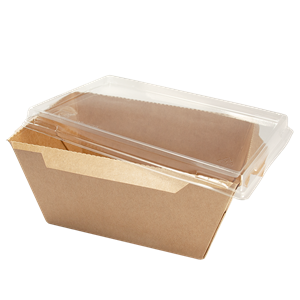Papírový box / miska EKO na salát 149x98x75 mm hnědý s transp. víčkem ideal pack®