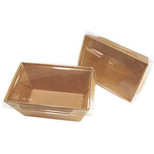 Papírový box / miska EKO na salát 149x98x75 mm hnědý s transp. víčkem ideal pack®
