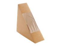 Papírový box EKO na sendvič 130x130x50 mm hnědý s okénkem ideal pack®
