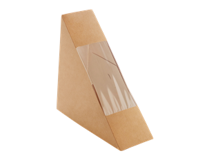 Papírový box EKO na sendvič 130x130x50 mm hnědý s okénkem ideal pack®