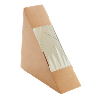 Papírový box EKO na sendvič 130x130x60 mm hnědý s okénkem ideal pack®