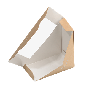 Papírový box EKO na sendvič 130x130x60 mm hnědý s okénkem