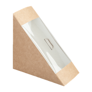 Papírový box EKO na sendvič 130x130x70 mm hnědý s okénkem