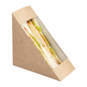 Papírový box EKO na sendvič 130x130x70 mm hnědý s okénkem