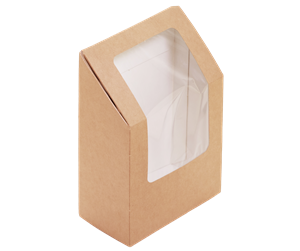 Papírový box EKO na wrap / tortillu 90x50x130 mm hnědý s okénkem ideal pack®