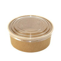 Papírová miska EKO na polévku / salát 128/150x77 mm kraft s transp. PP víčkem