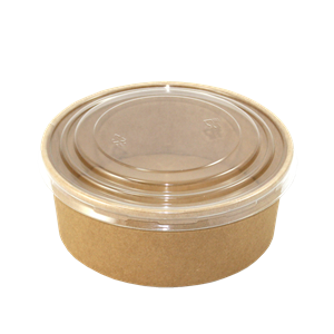 Papírová miska EKO na polévku / salát 128/150x77 mm kraft s transp. PP víčkem