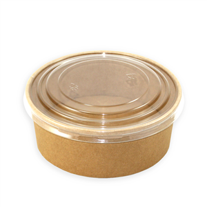 Papírová miska EKO na polévku / salát 128/150x77 mm kraft s transp. PP víčkem