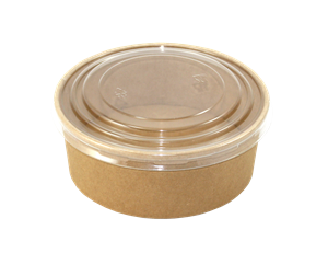 Papírová miska EKO na polévku / salát 128/150x45 mm kraft s transp. PP víčkem