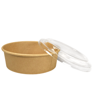 Papírová miska EKO na salát 150x128x50 mm kraft s transp. PET víčkem