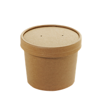 Papírová miska EKO na polévku 230 ml kraft s papírovým víčkem
