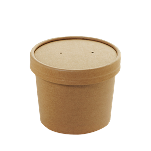 Papírová miska EKO na polévku 230 ml kraft s papírovým víčkem