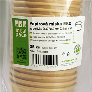 Papírová miska EKO na polévku 230 ml kraft ideal pack®