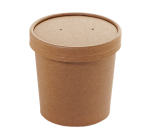 Papírová miska EKO na polévku 340 ml kraft s papírovým víčkem