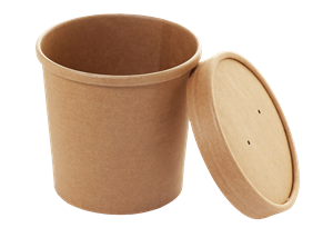 Papírová miska EKO na polévku 340 ml kraft s papírovým víčkem