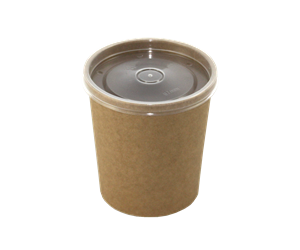 Papírová miska EKO na polévku 340 ml kraft s transp. víčkem