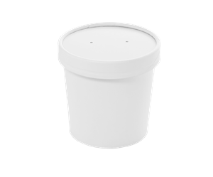 Papírová miska EKO na polévku 340 ml bílá s papírovým víčkem