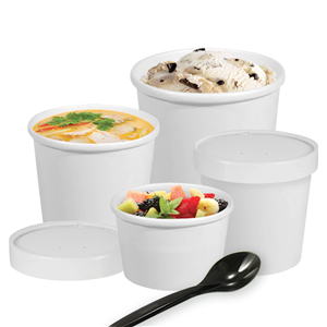 Papírová miska EKO na polévku 400 ml bílá