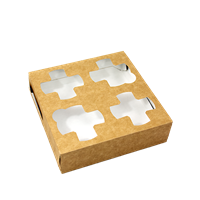 Papírový podnos EKO na 4 kelímky 180x180x50 mm hnědý ideal pack®