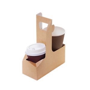 Papírový nosič EKO na 2 kelímky 180x80x70 mm hnědý ideal pack®