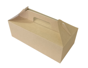 Krabice na dort papírová 27x18x8 cm s uchem kraft