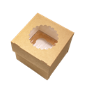 Papírová krabička EKO na muffiny 100x100x100 mm hnědá s okénkem ideal pack®