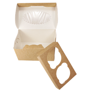 Papírová krabička EKO na muffiny 100x160x100 mm hnědá s okénkem ideal pack®