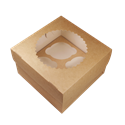 Papírová krabička EKO na muffiny 160x160x100 mm hnědá s okénkem ideal pack®