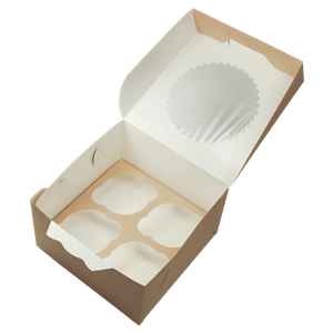 Papírová krabička EKO na muffiny 160x160x100 mm hnědá s okénkem ideal pack®