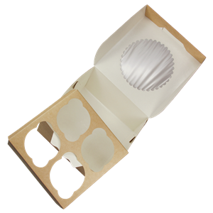Papírová krabička EKO na muffiny 160x160x100 mm hnědá s okénkem ideal pack®
