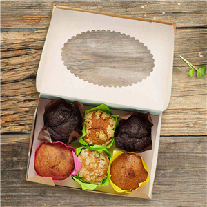 Papírová krabička EKO na muffiny 250x170x100 mm hnědá s okénkem ideal pack®