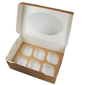 Papírová krabička EKO na muffiny 250x170x100 mm hnědá s okénkem ideal pack®