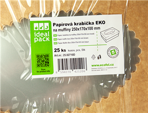 Papírová krabička EKO na muffiny 250x170x100 mm hnědá s okénkem ideal pack®