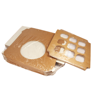 Papírová krabička EKO na muffiny 250x250x100 mm hnědá s okénkem ideal pack®