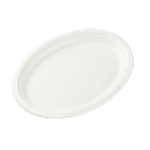 Talíř EKO z cukrové třtiny 26 cm oválný bílý