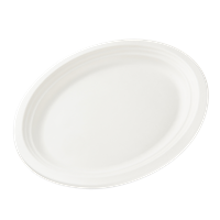 Talíř EKO z cukrové třtiny 32 cm oválný bílý