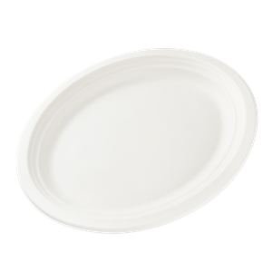 Talíř EKO z cukrové třtiny 32 cm oválný bílý