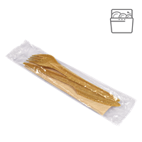 Příborový set EKO kompozit dřevo/plast (WPC) vidlička + nůž + ubrousek