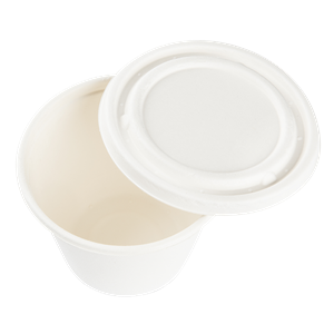 Miska EKO z cukrové třtiny 470 ml kulatá bílá/béžová