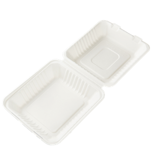 Menu box z cukrové třtiny 200x210x85 mm 1-dílný bílý