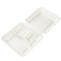 Menu box z cukrové třtiny 200x210x85 mm 3-dílný bílý