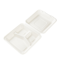 Menu box z cukrové třtiny 200x210x85 mm 3-dílný bílý