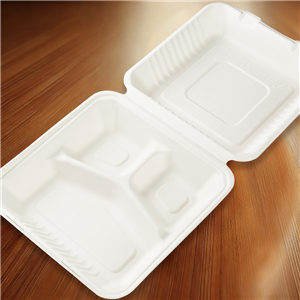 Menu box z cukrové třtiny 200x210x85 mm 3-dílný bílý