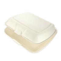 Menu box z cukrové třtiny 230x205x40/70 mm 1-dílný bílý