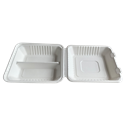 Menu box z cukrové třtiny 230x205x40/70 mm 2-dílný bílý