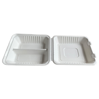 Menu box z cukrové třtiny 230x205x40/70 mm 2-dílný bílý