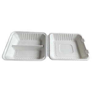 Menu box z cukrové třtiny 230x205x40/70 mm 2-dílný bílý