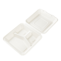 Menu box z cukrové třtiny 230x205x40/70 mm 3-dílný bílý