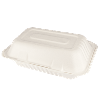 Menu box z cukrové třtiny 230x158x46/80 mm 1-dílný bílý